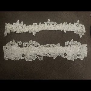 White Lace Garter with Toss Garter NEVER WORN
